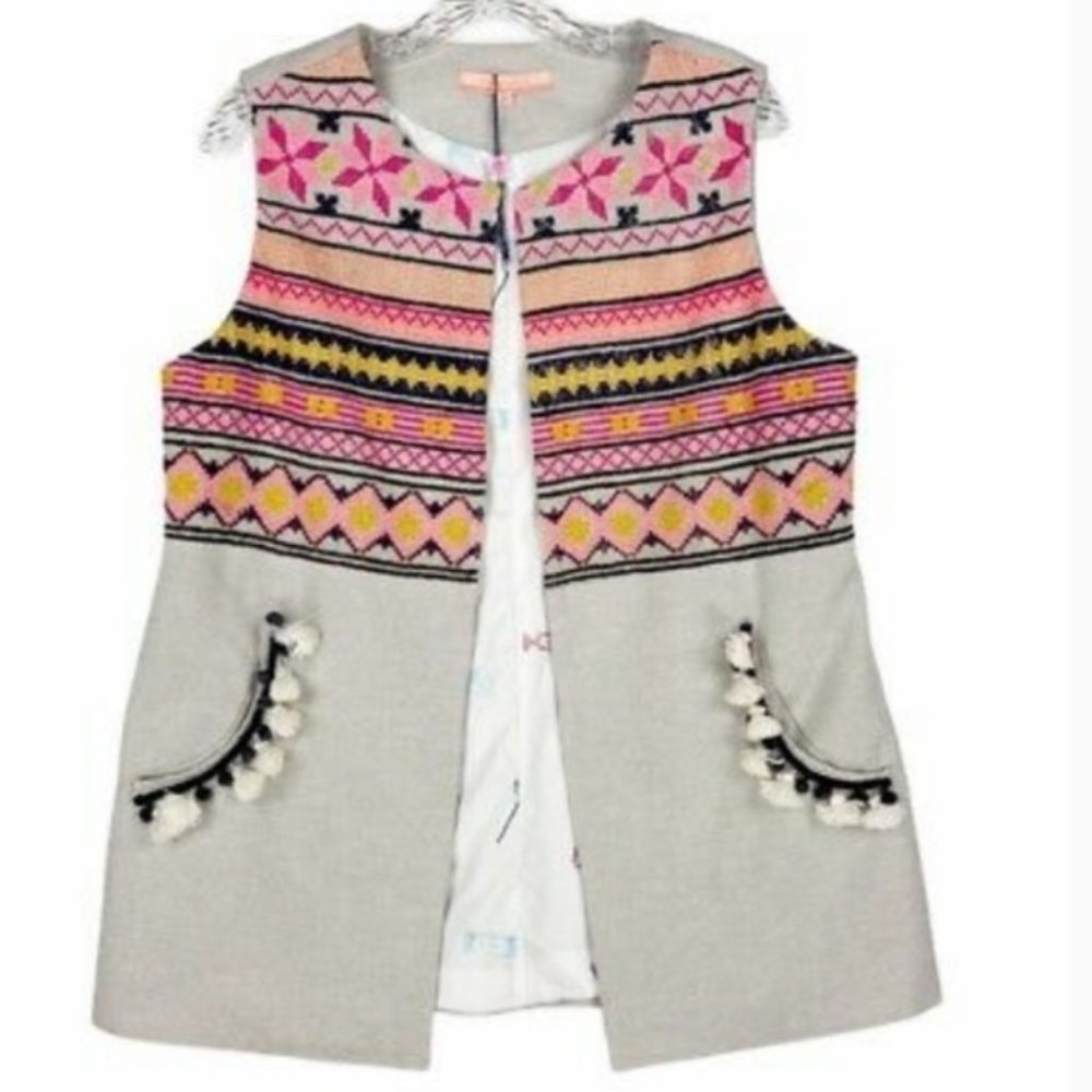 Vilagallo Embroidered Vest, Sz 38 / M